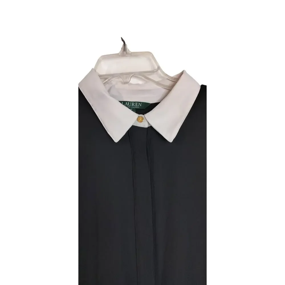 4252) Lauren Ralph Lauren Women Black Jumpsuit with White Accent Collar Size 14 - Picture 7 of 13